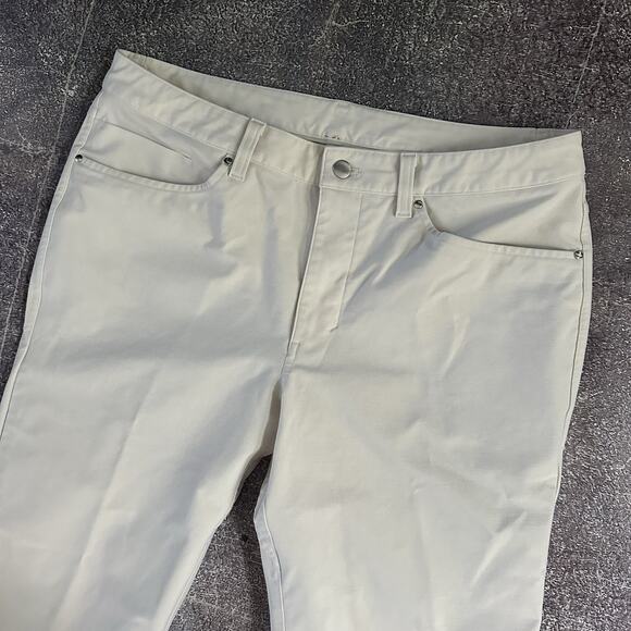 Men's Lululemon ABC Classic Fit Stretch White Cotton Chino Work Pants Sz 34 X 34 - Picture 2 of 4
